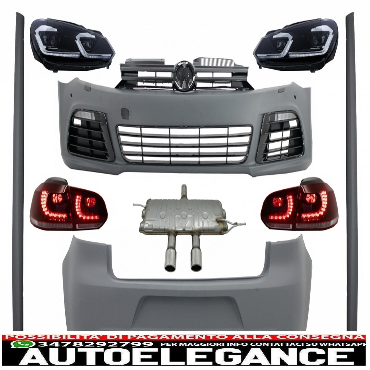 body kit suitable for vw golf vi 6 mk6 (2008-2013) design r20 with exhaust system 