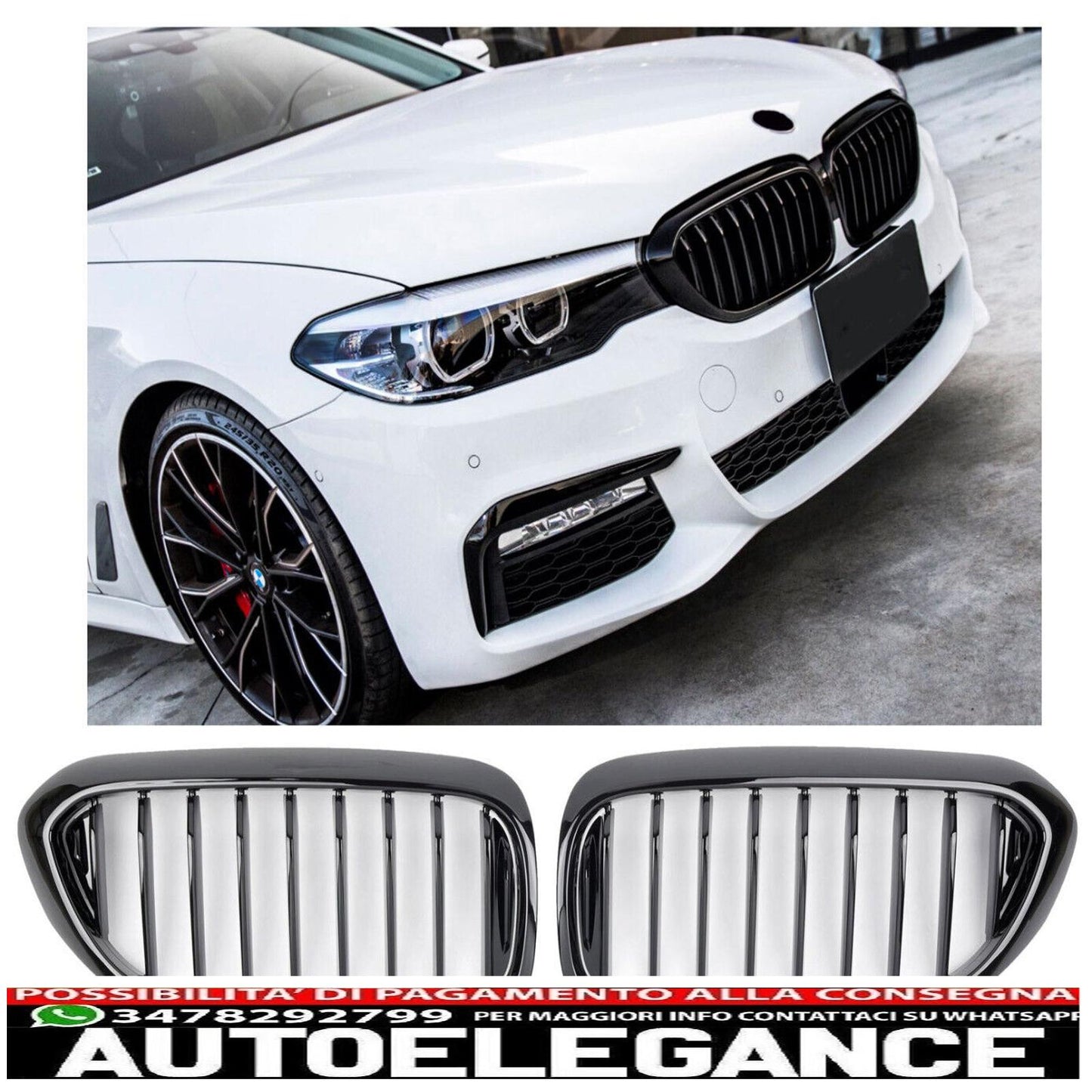 adatto per bmw serie 5 g30 g31 griglia radiatore lucida nero-mostra il titolo originaletesto originalepasst für bmw 5er g30 g31 kühlergrill glanz schwarz AUTOELEGANCERICAMBI