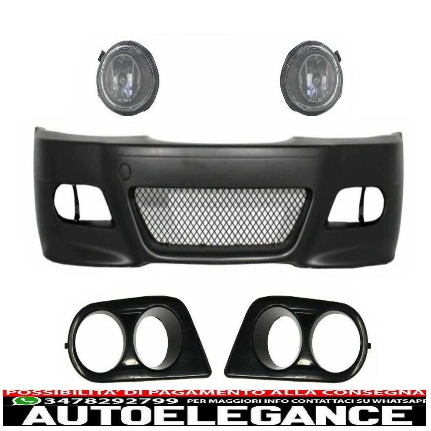 paraurti anteriore con fendinebbia e coperture adatto per bmw e46 serie 3 (1998-2004) m3 look