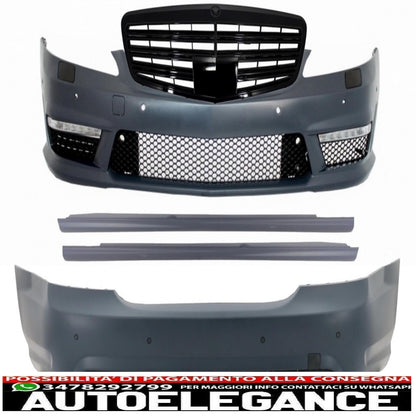 kit carrozzeria adatto per mercedes w221 (2005-2011) s65 design con griglia centrale nero pianoforte e minigonne laterali