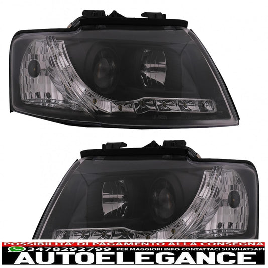 fari anteriori drl led adatti per audi a4 cabriolet b6 8h7 8he (2002-2006) neri