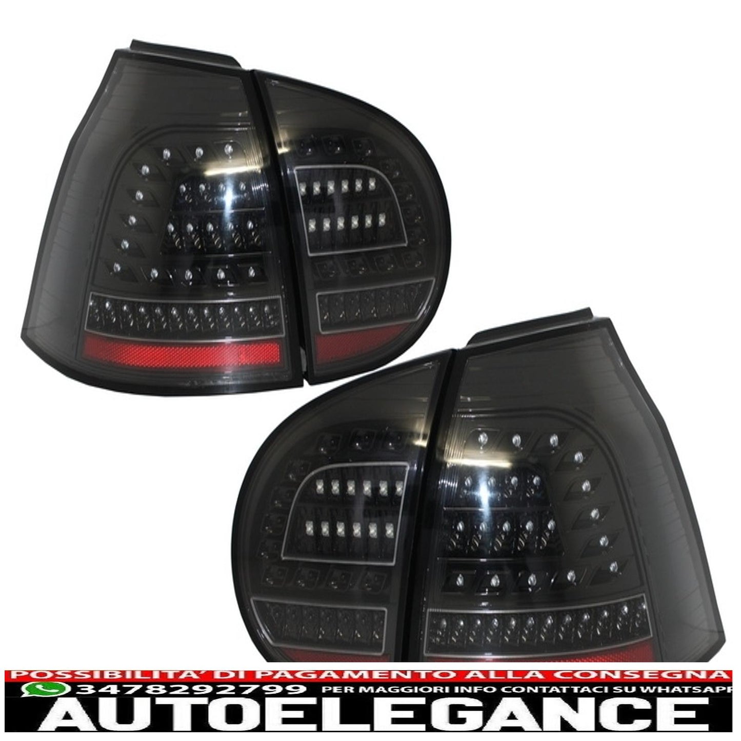 full led rear lights suitable for vw golf v 5 left hand drive (2004-2009) black urban style
