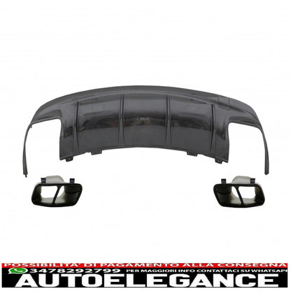 diffusore aria paraurti posteriore con terminali marmitta nero adatto per mercedes w117 cla (2013-2018) restyling cla45 carbon look