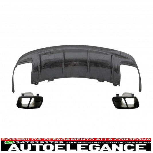 diffusore aria paraurti posteriore con terminali marmitta nero adatto per mercedes w117 cla (2013-2018) restyling cla45 carbon look