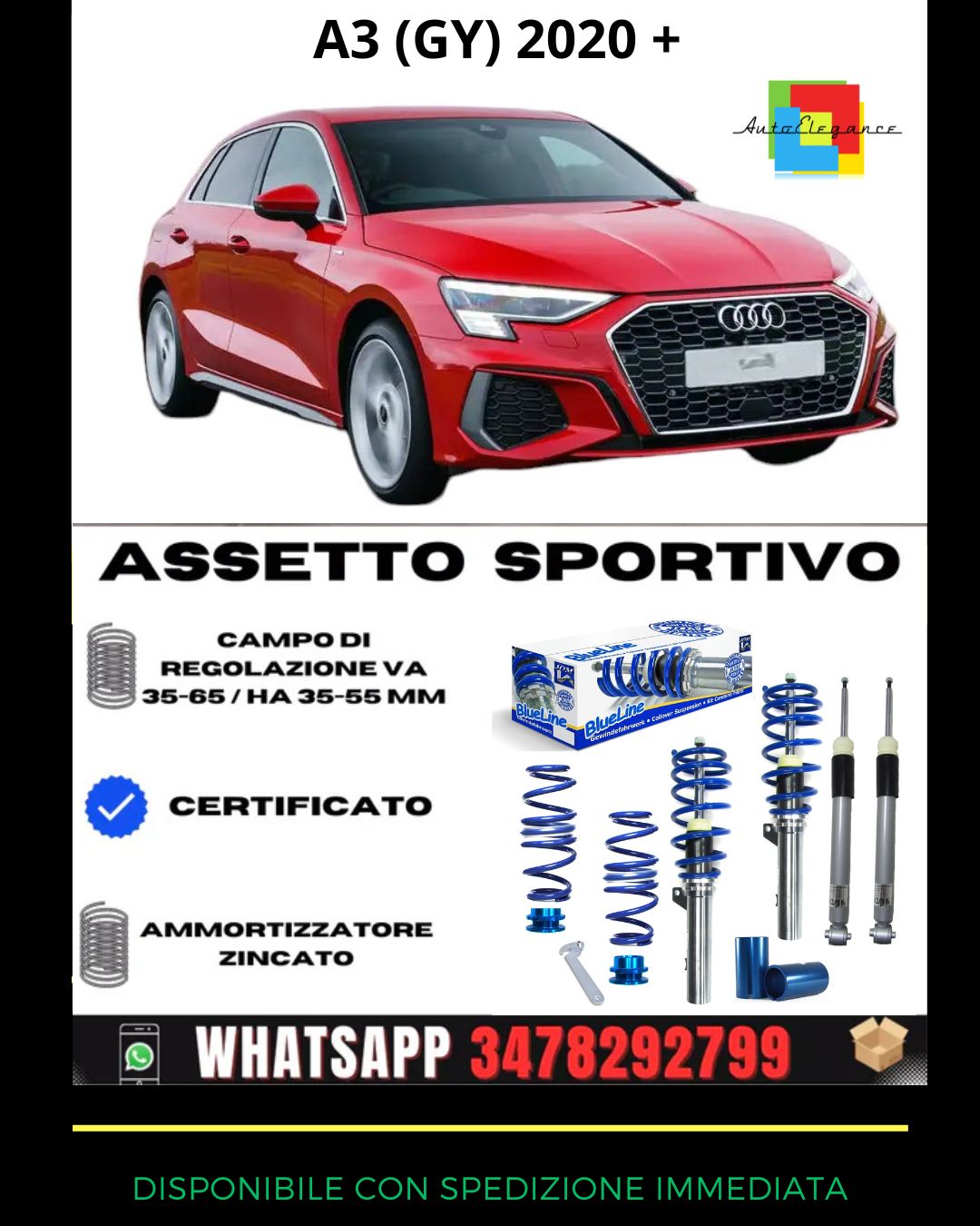 🔥Assetto sportivo ADATTO PER AUDI A3 (GY) 2020 -🔥