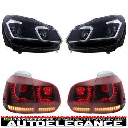 LED headlights and taillights suitable for vw golf 6 vi (2008-2013) with facelift g7.5 silver look dynamic and smooth sequential cornering lights with left hand drive