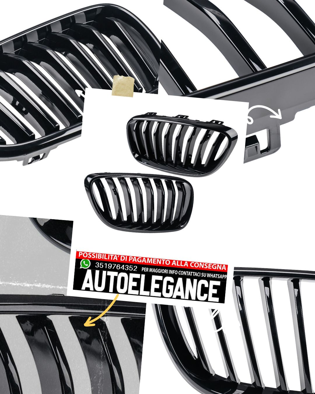 Griglia rene ponte singola adatta per BMW Serie 2 F22 F23 F87 nero pianoforte