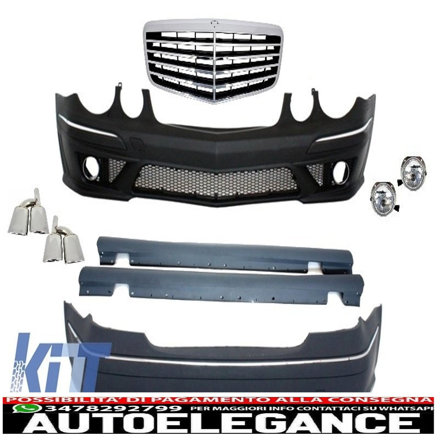 body kit + central grille suitable for mercedes-benz e-class w211 2002-2009 e63 a-design
