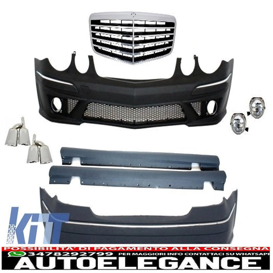 kit carrozzeria + griglia centrale adatto per mercedes-benz classe e w211 2002-2009 e63 a-design