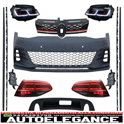 complete body kit with led headlights and rear lights suitable for vw golf 7.5 vii facelift (2017-up) gti design 
