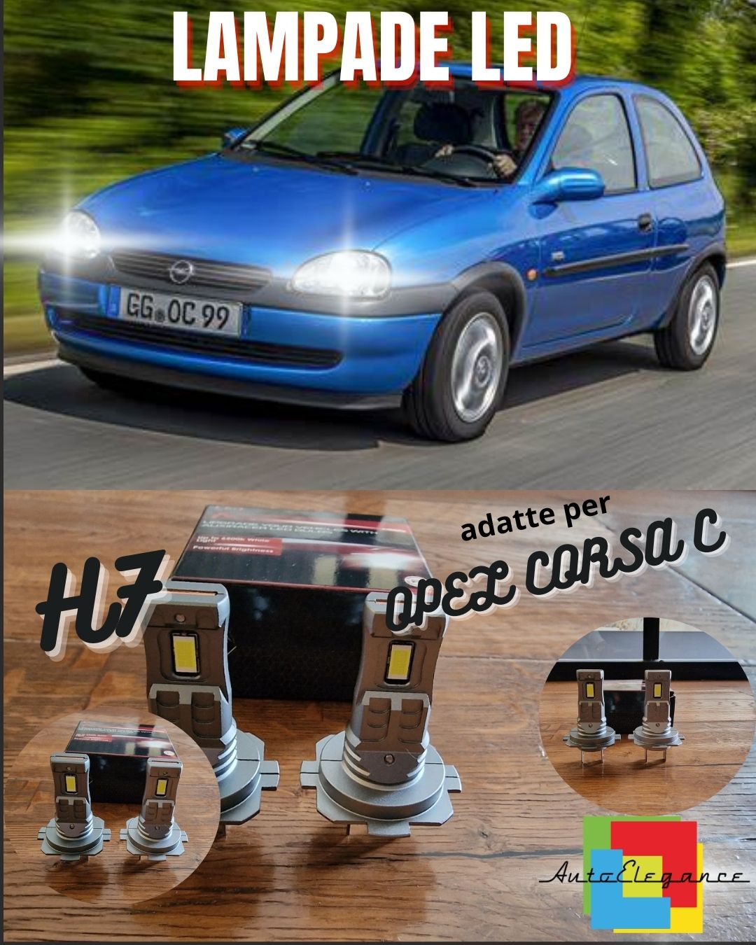 OPEL CORSA C H7 LED KIT 6000K WHITE 6000 LUMEN CANBUS LOW BEAM 