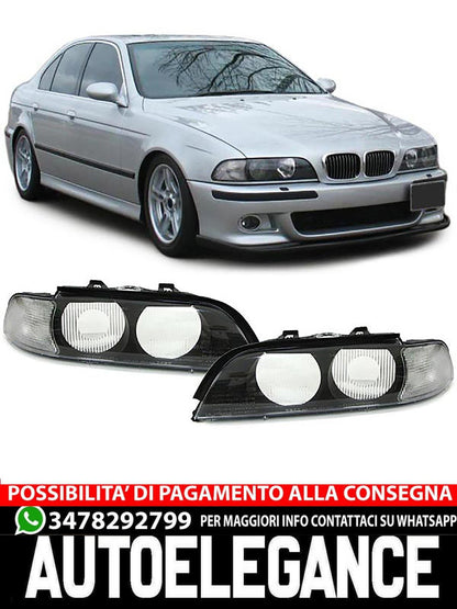 Coppia di lenti per fari allo xeno, indicatori di direzione bianchi aftermarket compatibile con BMW E39 95-00
