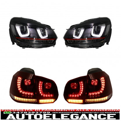 full led headlights and rear lights suitable for vw golf 6 vi (2008-2013) r20 u design dynamic sequential cornering lights left hand drive 