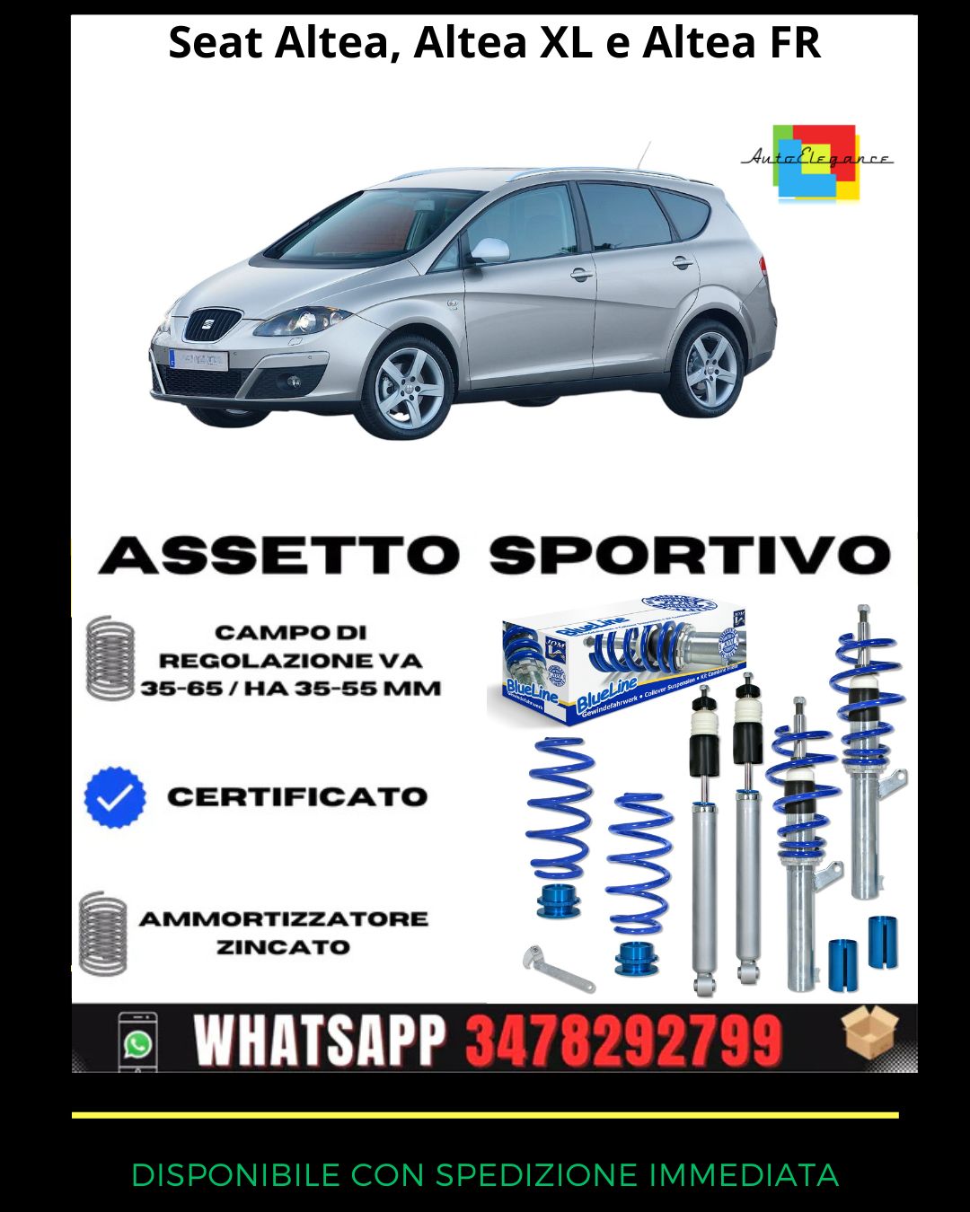 🔥Assetto sportivo adatto per Seat Altea XL 1.4, 1.6, 2.0, 2.0T / DSG🔥
