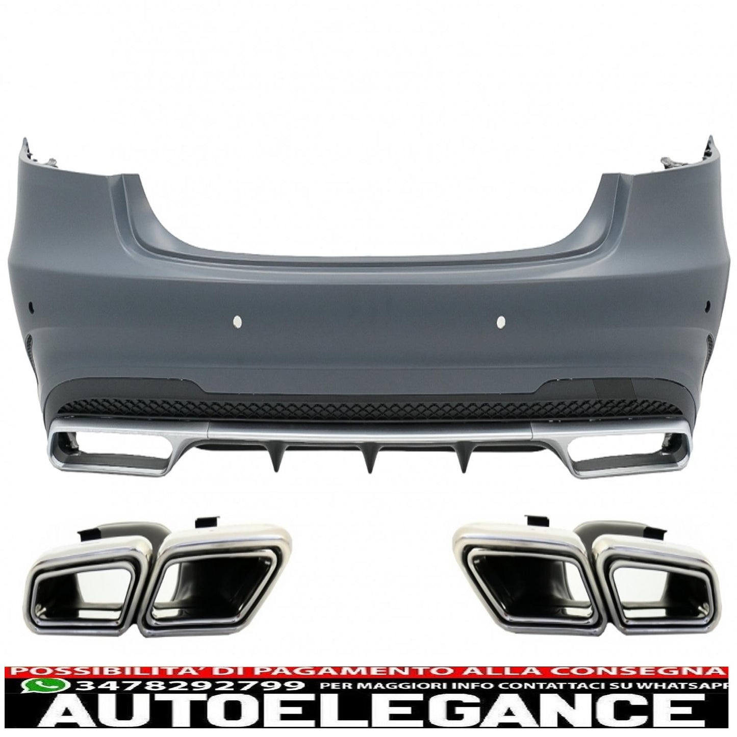 Rear bumper with exhaust tips suitable for mercedes e class w212 facelift (2013-2016) 