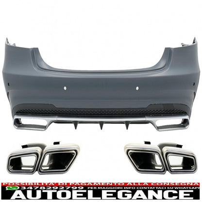 Rear bumper with exhaust tips suitable for mercedes e class w212 facelift (2013-2016) 
