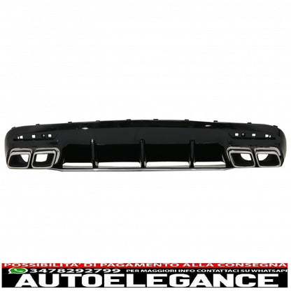 Rear Bumper Air Diffuser with Chrome Muffler Tips Fit for Mercedes S-Class C217 Coupe (2014-2020) S63 Facelift Design