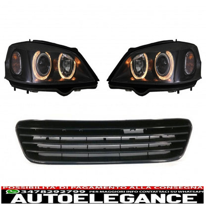 black angel eye headlights with front grille without badge for opel vauxhall astra g (1998-2004) left or right hand drive 