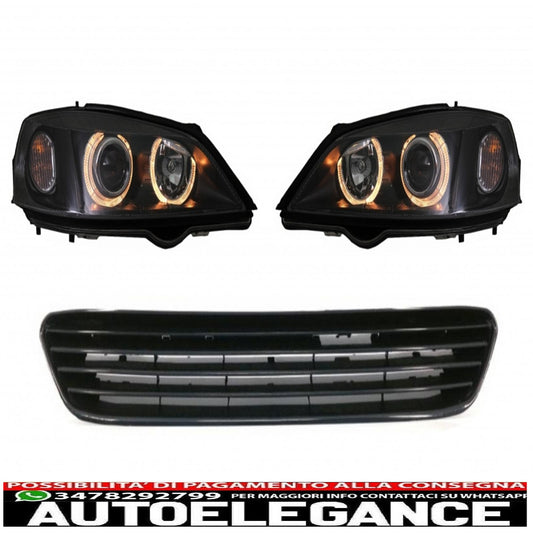 black angel eye headlights with front grille without badge for opel vauxhall astra g (1998-2004) left or right hand drive 