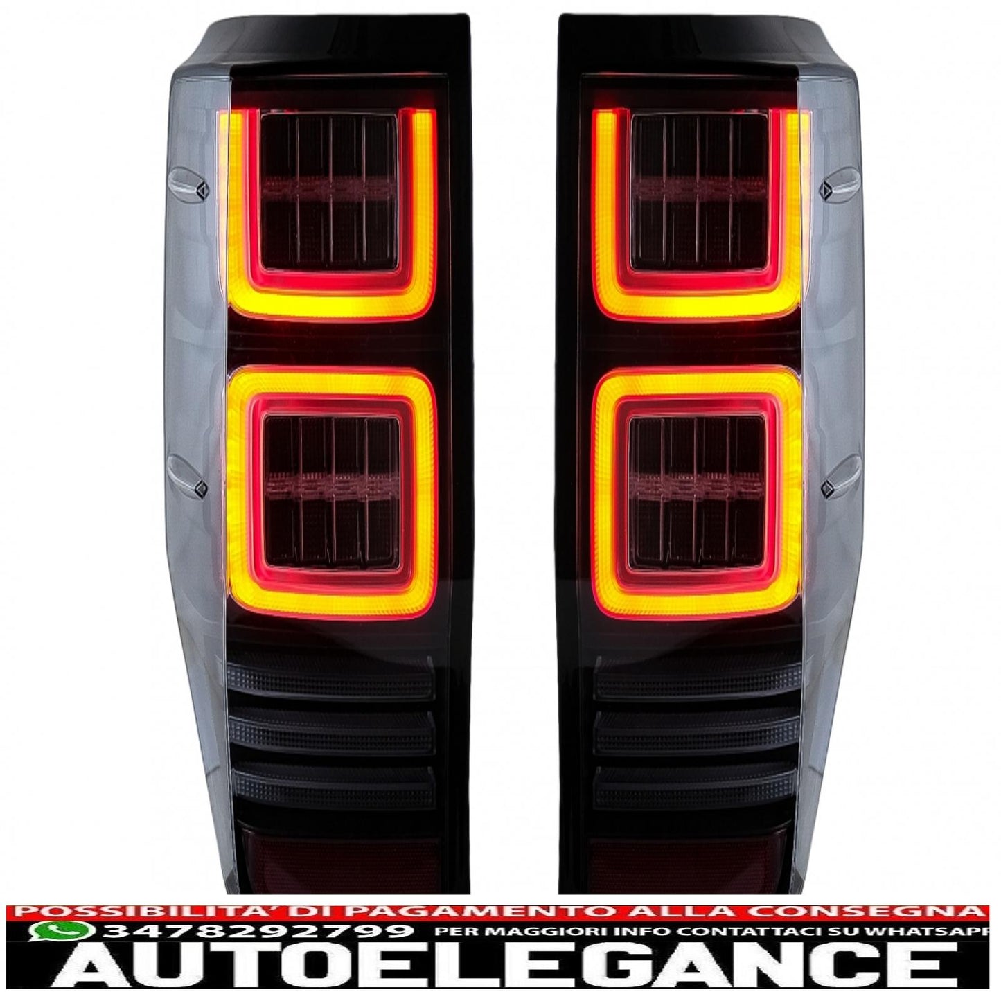 led rear lights suitable for ford ranger (2012-2018) transparent with dynamic sequential direction indicators