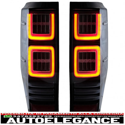 led rear lights suitable for ford ranger (2012-2018) transparent with dynamic sequential direction indicators