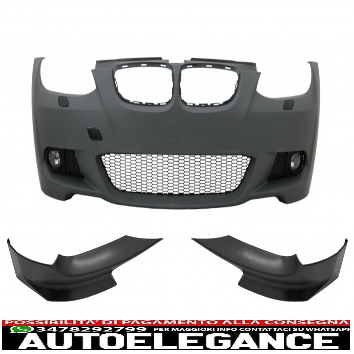 front bumper suitable for bmw 3 series e92 e93 (2006-2009) with bumper splitter spoiler non-lci coupe cabrio m-technik look