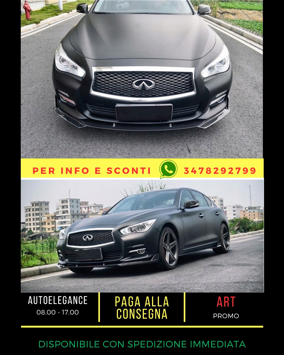 ✨SPLITTER NERO LUCIDO ADATTO PER Infiniti Q50 2013-2018✨