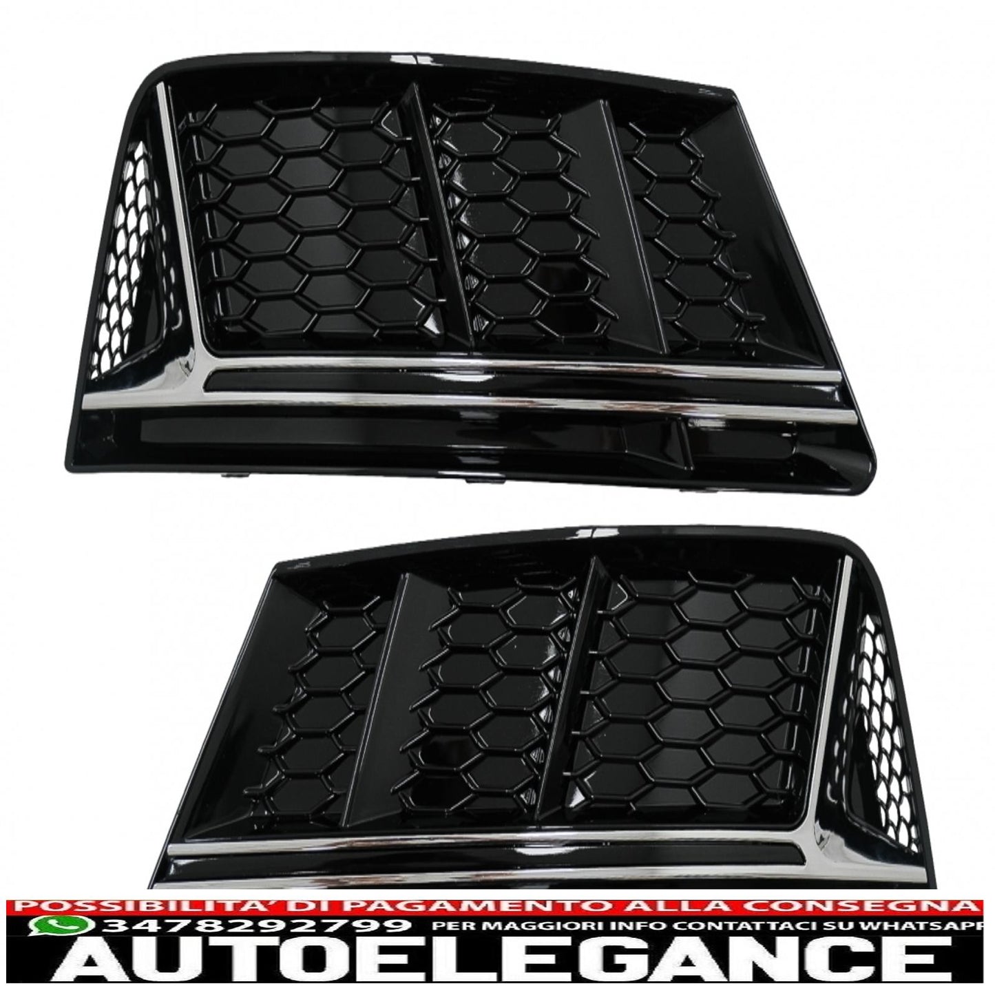 coperture inferiori della griglia del paraurti griglie laterali adatte per audi a4 b9 berlina avant (2016-2018) rs4 design edizione cromata AUTOELEGANCERICAMBI
