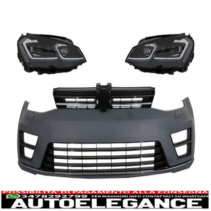 front bumper with bi-xenon led headlights sequential dynamic direction indicators suitable for vw golf vii 7 (2013-2017) facelift g7.5 r-line look