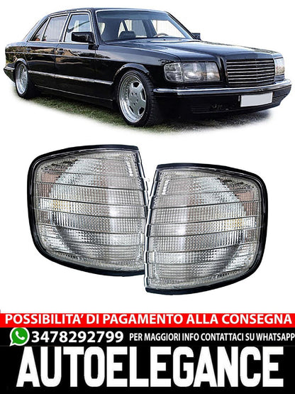 Pair of Black Smoked Turn Signal Lights Left Right Aftermarket Compatible with Mercedes S-Class W126 79-91 