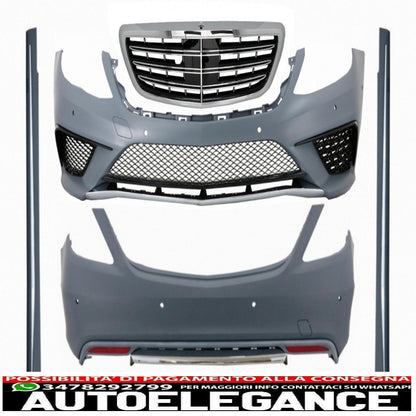 body kit with chrome exhaust tips and front grille suitable for mercedes s class w222 (2013-06.2017) design s63 