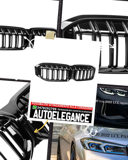 Griglia rene radiatore doppia barra adatta per BMW Serie 3 G20 2022 LCI nera