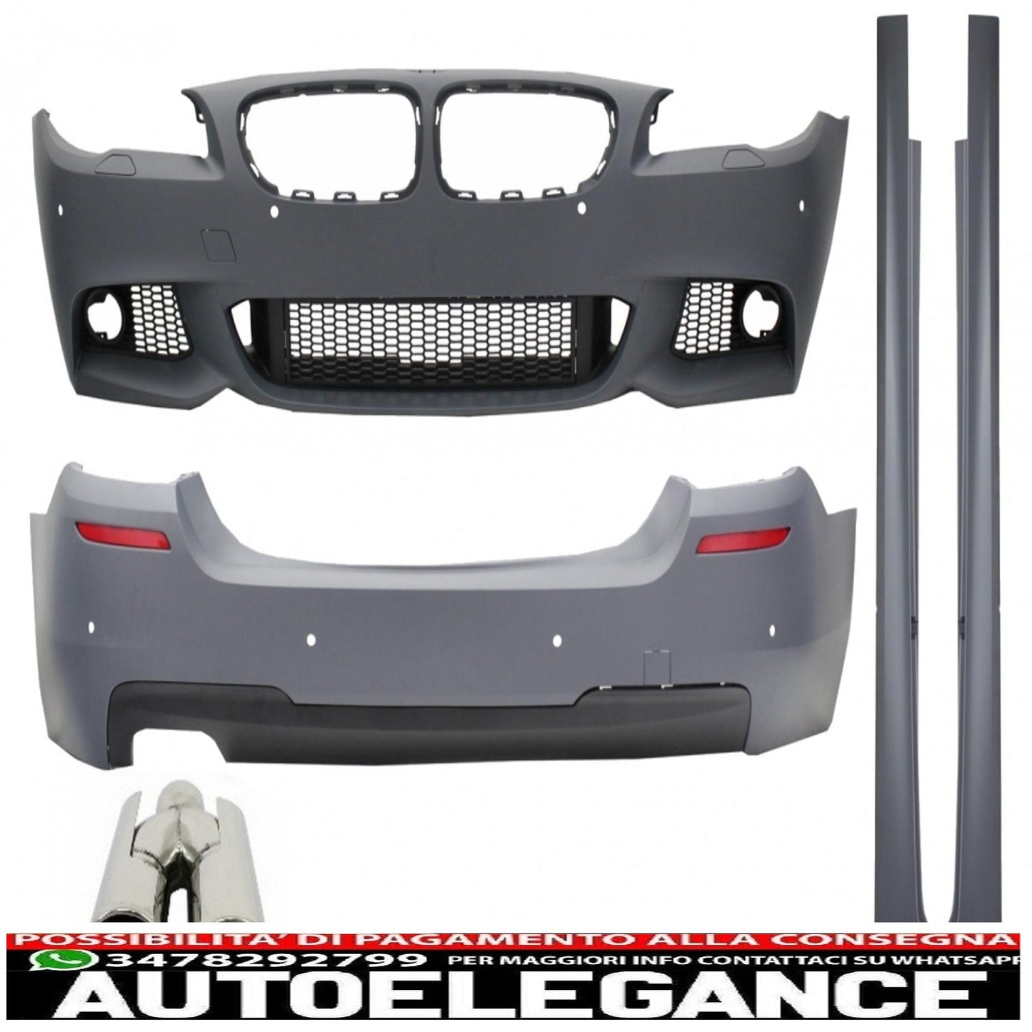 complete body kit suitable for bmw f10 5 series (2011-) m-technik design with acs-design exhaust tips 