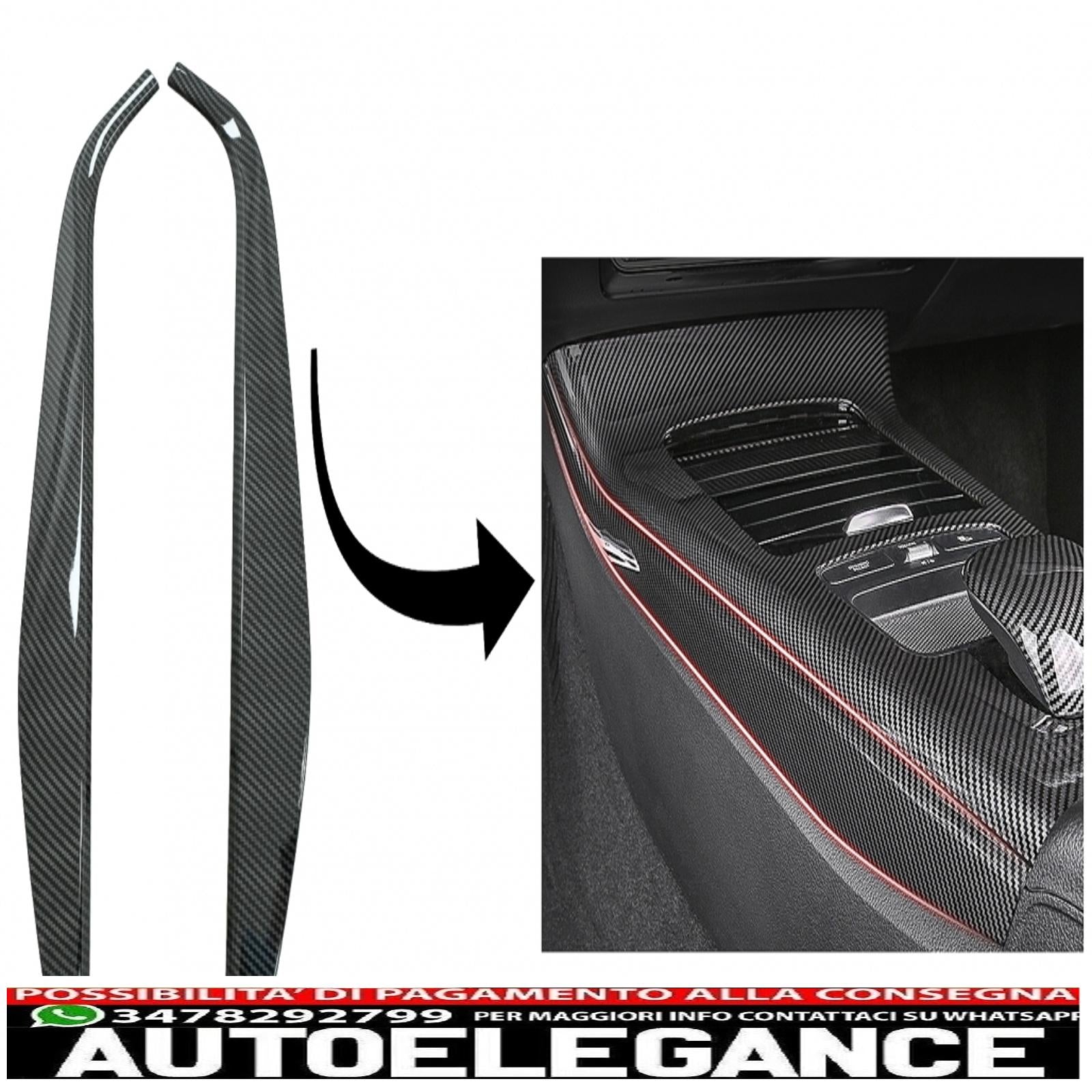 Copertura decorativa laterale del pannello della console centrale dell'auto, adatta per Mercedes Classe A W177 V177 (2018 in poi), carbonio AUTOELEGANCERICAMBI