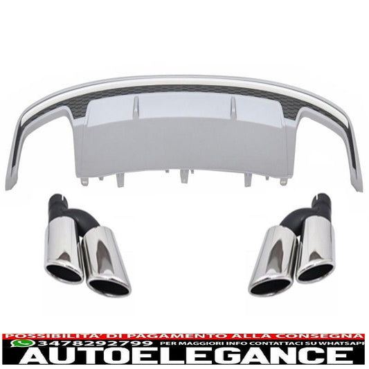 Diffusore d'aria con mantovana per paraurti posteriore con terminali di scarico adatto per Audi A7 4G Facelift (2015-2018) Solo design S7 Paraurti standard