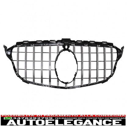 front grille suitable for mercedes c class w205 s205 c205 (2014-2018) gt-r design panamericana black chrome with 360 camera 
