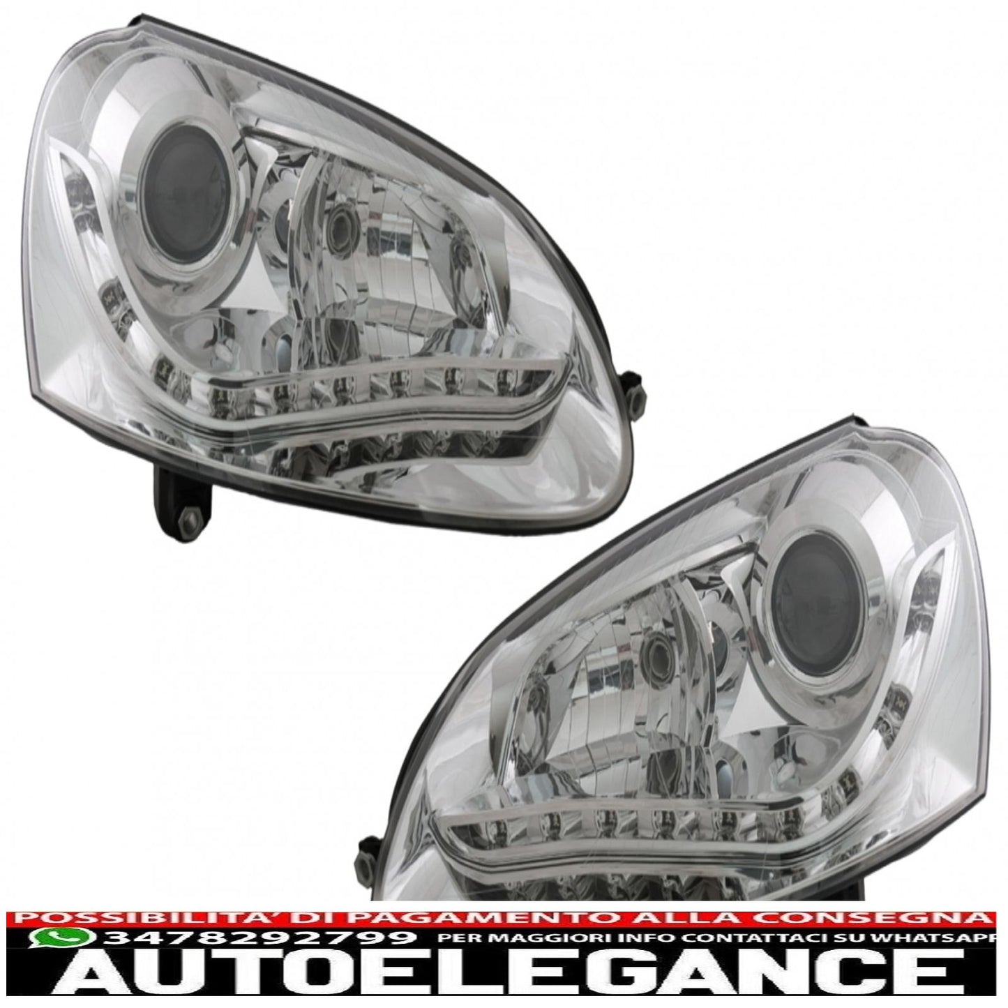 Xenon headlights suitable for vw golf 5 v jetta iii (2003-2009) chrome right hand drive 