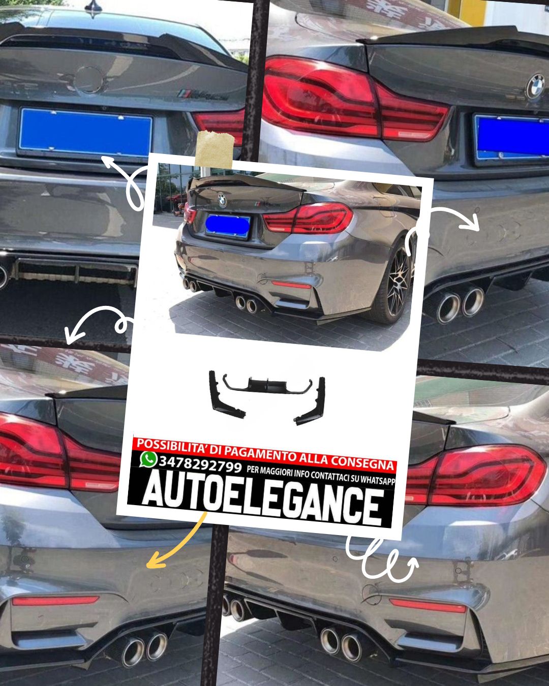 DIFFUSORE adatto per BMW M3/M4 F80/F82 2013-2019