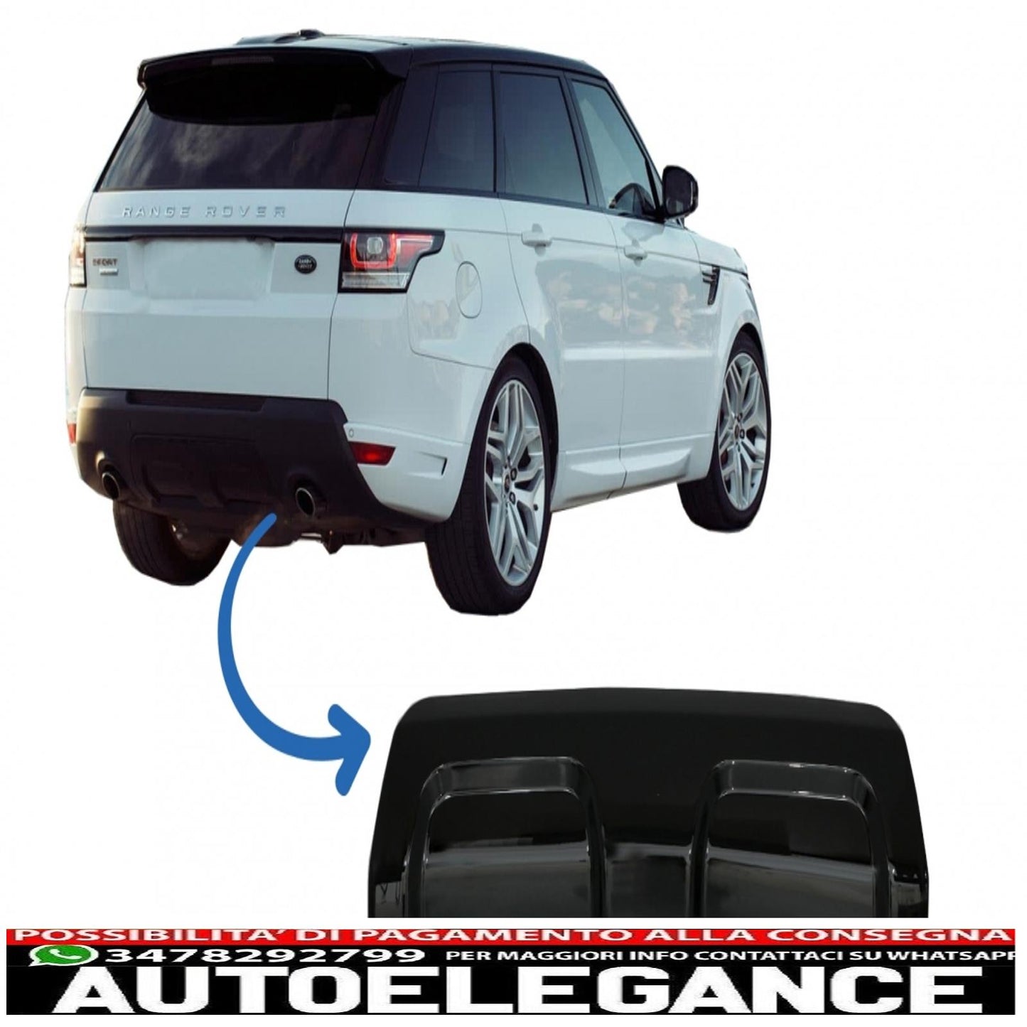Rear Bumper Skid Plate Fit For Land Rover Range Rover Sport L494 (2013-2017) Piano Black 