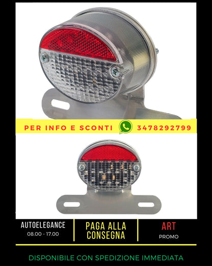 ✨ Luce Posteriore LED in Vetro Trasparente RETRO Uso Universale per Moto Mini✨