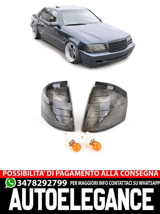 Coppia indicatori di direzione fumè neri aftermarket compatibile con Mercedes Classe C W202 93-00