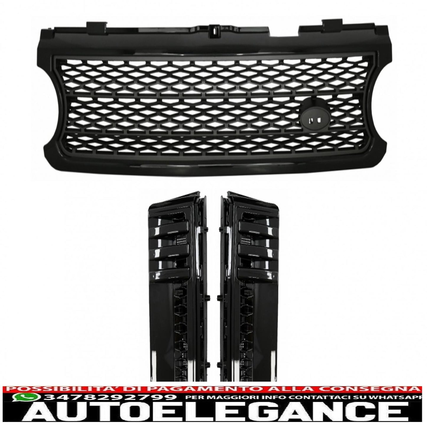 central grille and side vents assembly suitable for land rover vogue iii l322 (2006-2009) black grey autobiography supercharged edition