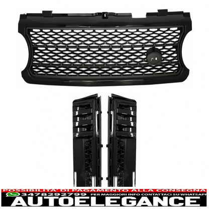 central grille and side vents assembly suitable for land rover vogue iii l322 (2006-2009) black grey autobiography supercharged edition