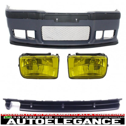body kit suitable for bmw 3er e36 (1992-1997) m3 design with yellow fog lights