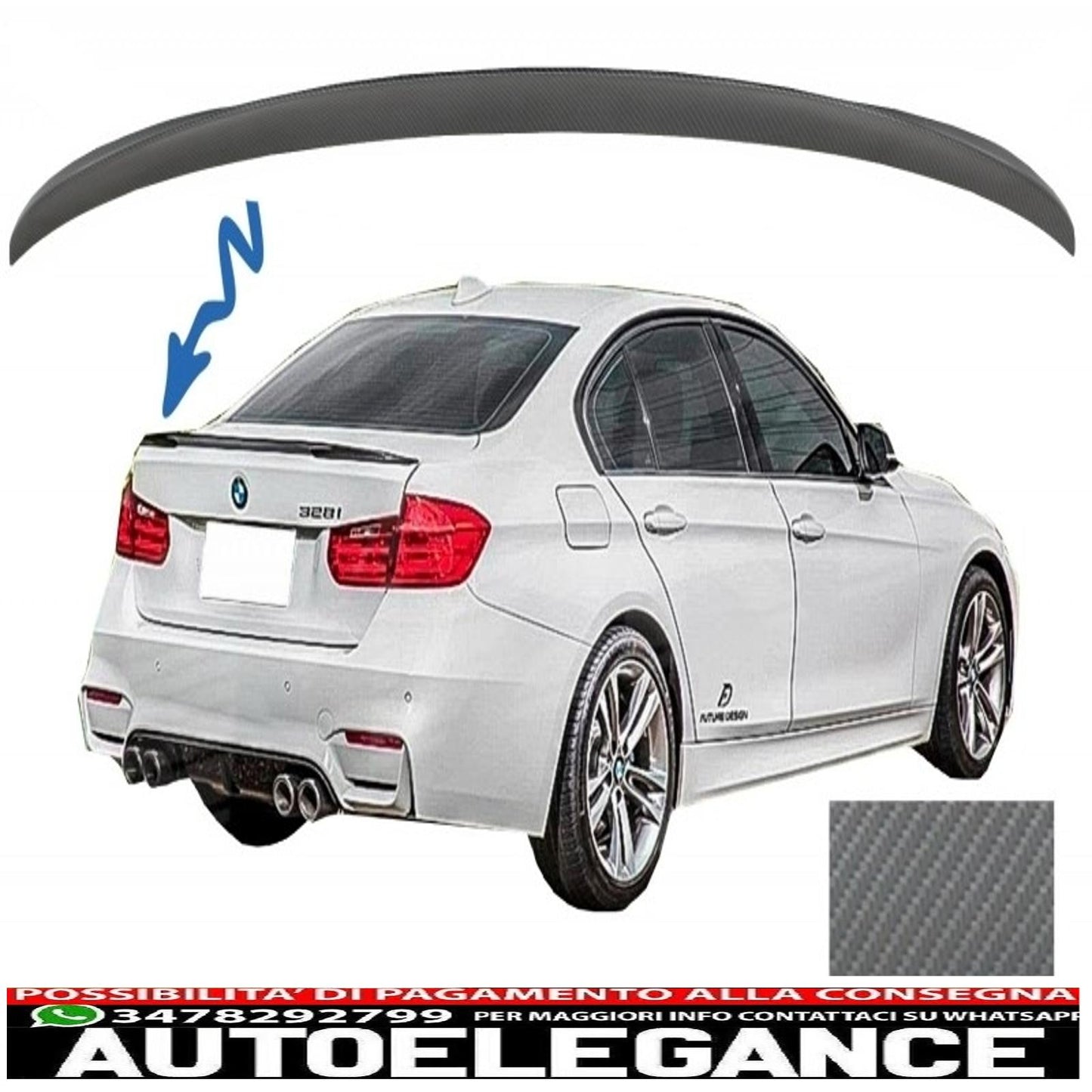 Trunk lid spoiler suitable for BMW 3 Series F30 (2010 onwards) Carbon film in M3 design 