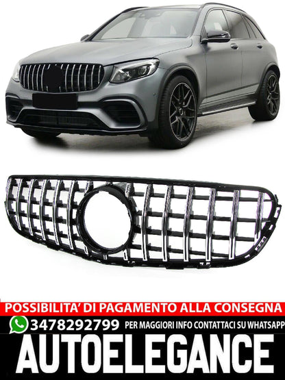 Griglia del radiatore sportiva nera cromata aftermarket compatibile con Mercedes GLC X253 Coupé C253 15-19