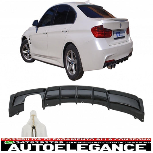 diffusore paraurti posteriore pianoforte spoiler mantovana nero punta marmitta di scarico adatta per bmw serie 3 f30 2011+ m-performance design sinistra doppia uscita