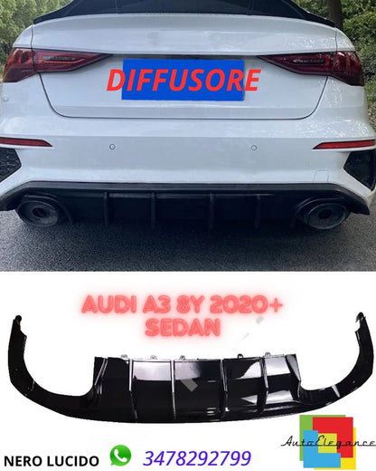 ✨✨DIFUSOR NEGRO BRILLANTE adecuado para Audi A3 8Y 2020+ sedán✨✨