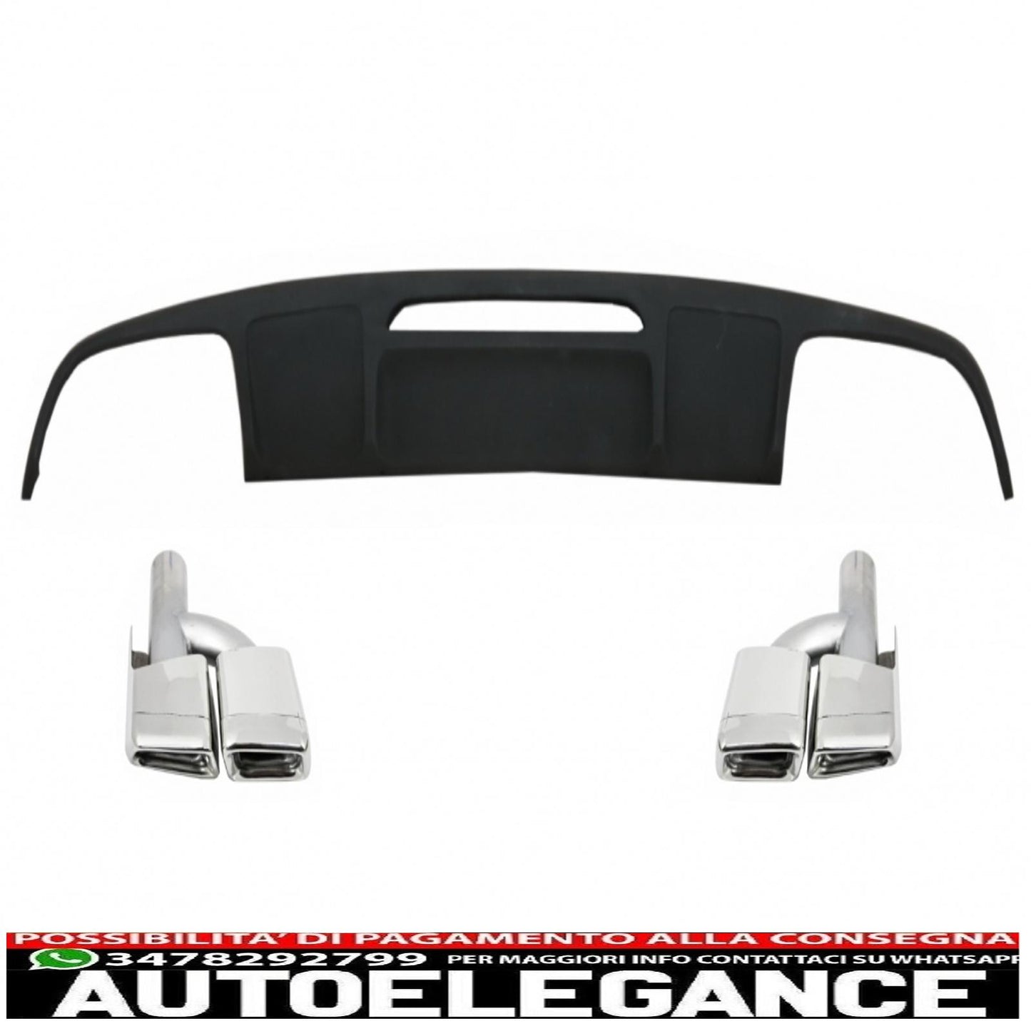 diffusore paraurti posteriore adatto per mercedes cls berlina w218 (2012-2017) con terminali di scarico marmitta terminali solo per paraurti standard