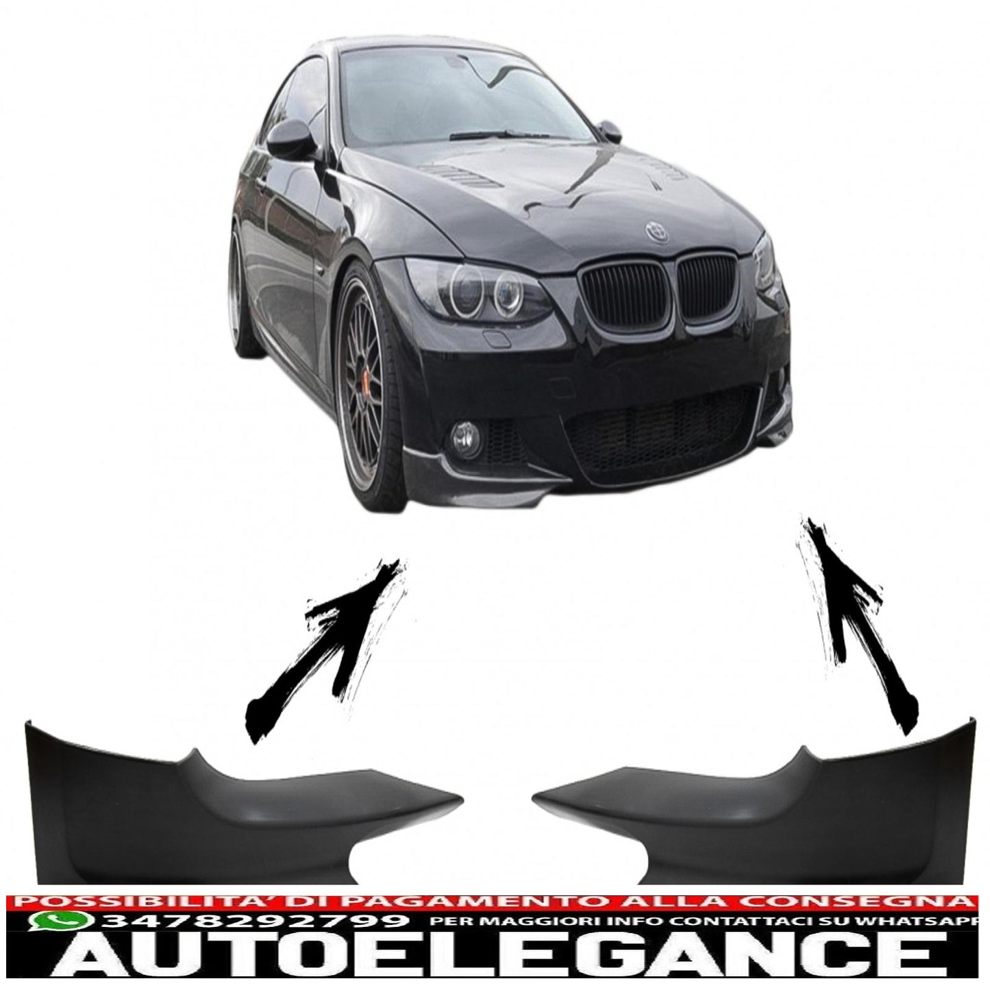 Front bumper splitter spoiler suitable for bmw 3 series e92 (2006-2010) m-tech design